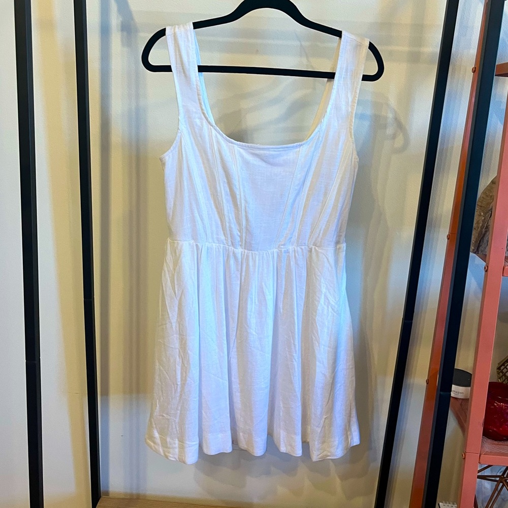 Aureta White Linen A-Line Dress Size Medium